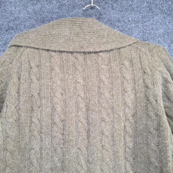 Marina Luna Women's Cable Knit Cardigan Sweater Green XL Shawl Collar Lambswool - Picture 7 of 12